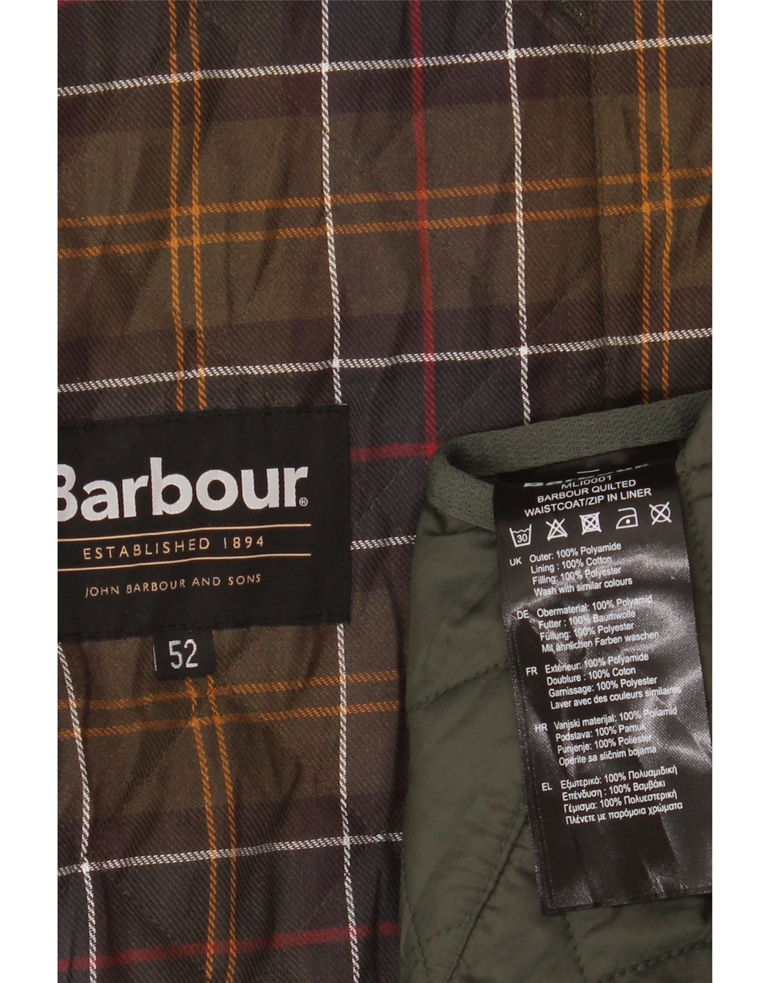 Barbour Ανδρικό καπιτονέ Gilet Μέγεθος 52 Μεγάλο Πράσινο Πολυαμίδιο