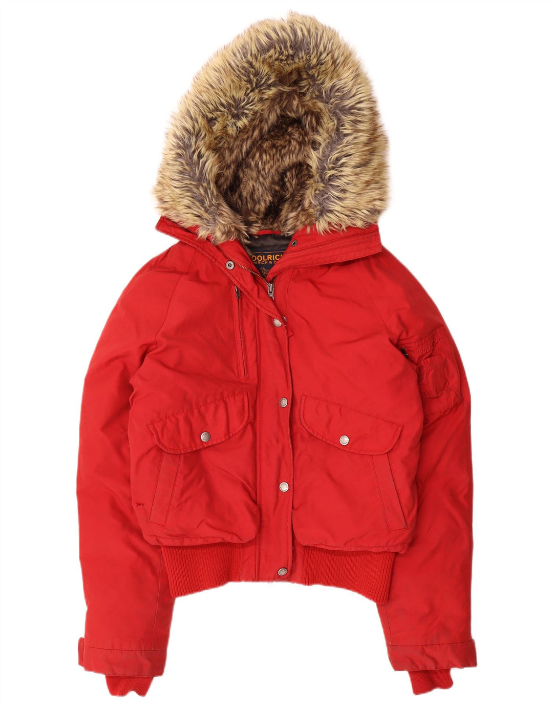 Woolrich Γυναικείο μπουφάν με κουκούλα UK 14 Medium Red Nylon