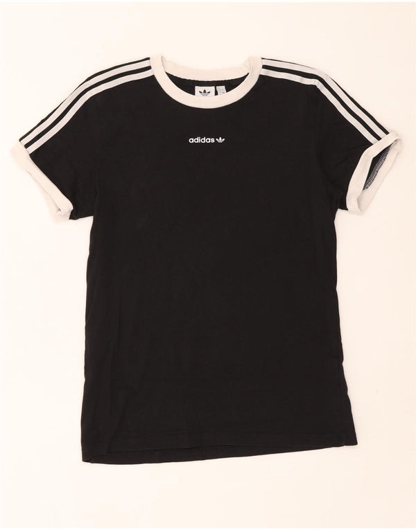Adidas Γυναικείο T-Shirt Top UK 4 XS Μαύρο βαμβακερό