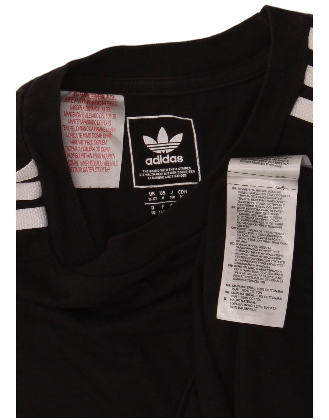 ADIDAS Boys T-Shirt Top 11-12 Years Μαύρο βαμβακερό