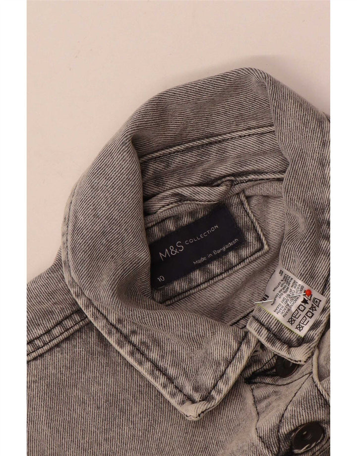 Marks & Spencer Γυναικείο Τζιν Μπουφάν UK 10 Small Grey Cotton