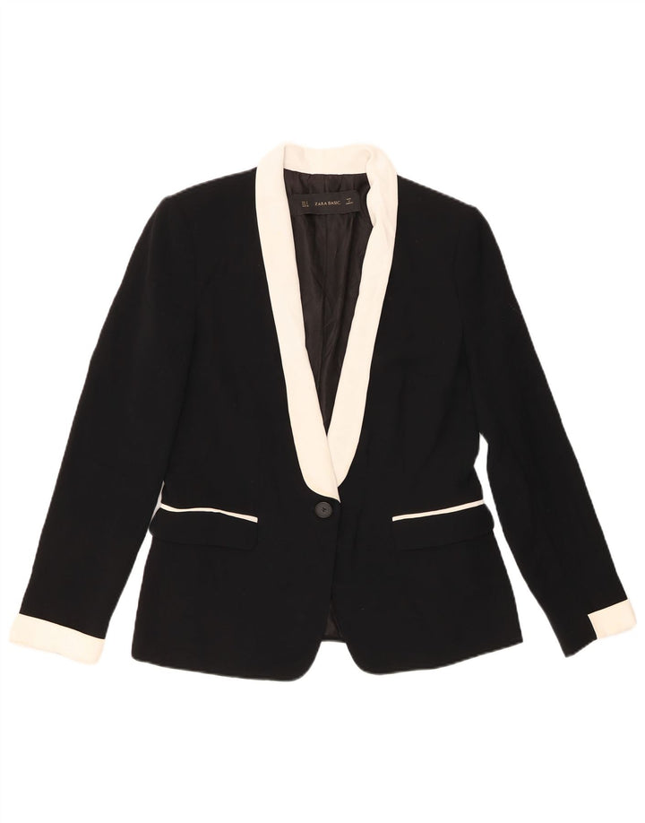 Zara Γυναικείο μπουφάν blazer UK 10 Small Black Colorblock Polyester