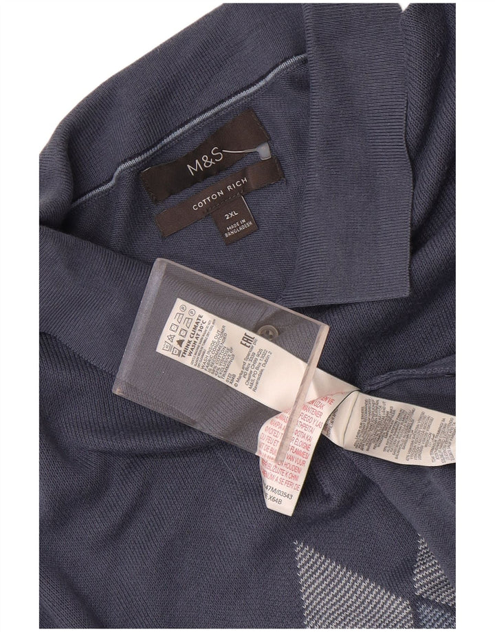 Marks & Spencer Ανδρικό πουλόβερ Polo Neck Jumper 2XL Blue Argyle/Diamond
