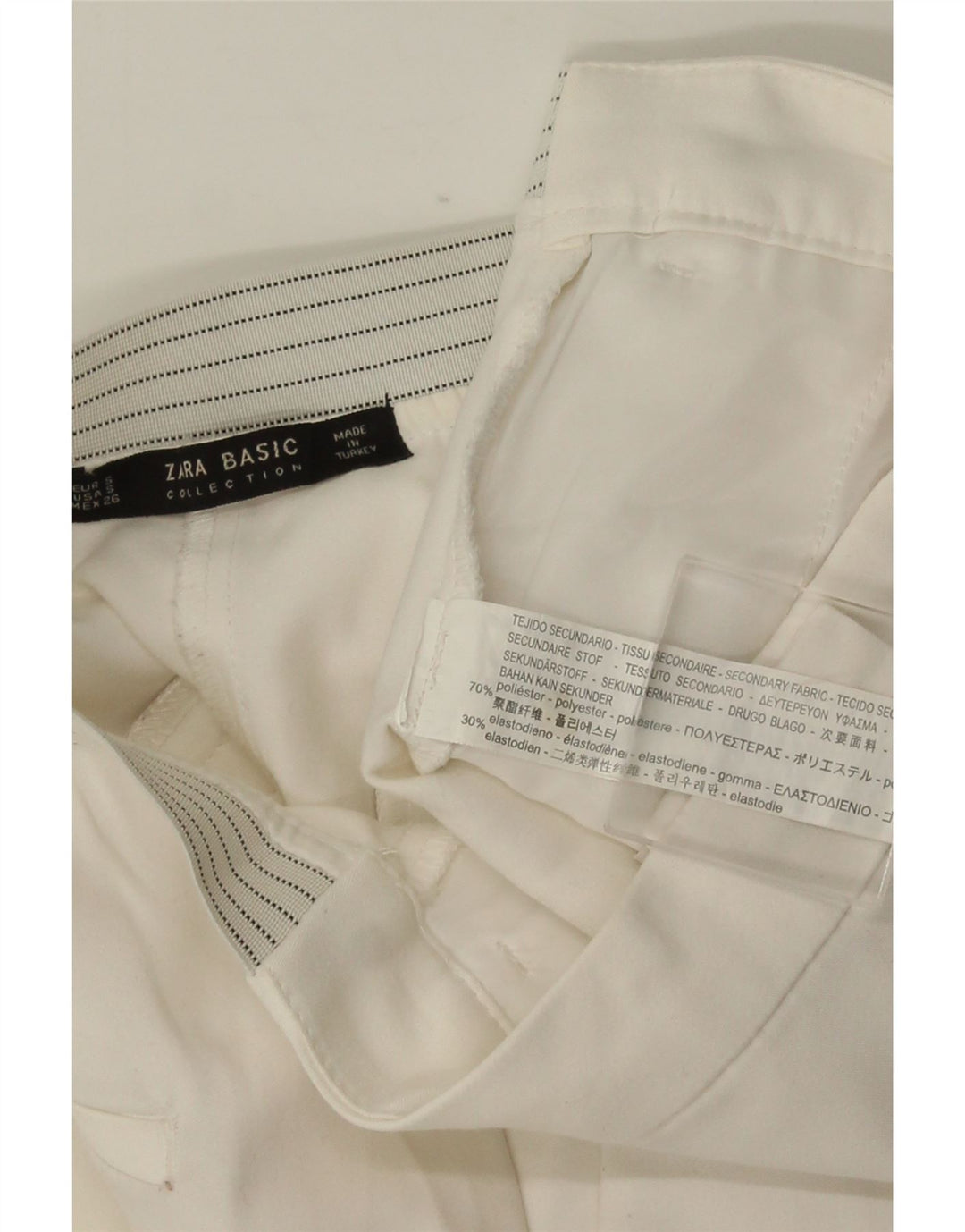 ZARA Γυναικείο Slim παντελόνι Chino Small W26 L28 Λευκό Πολυεστέρας