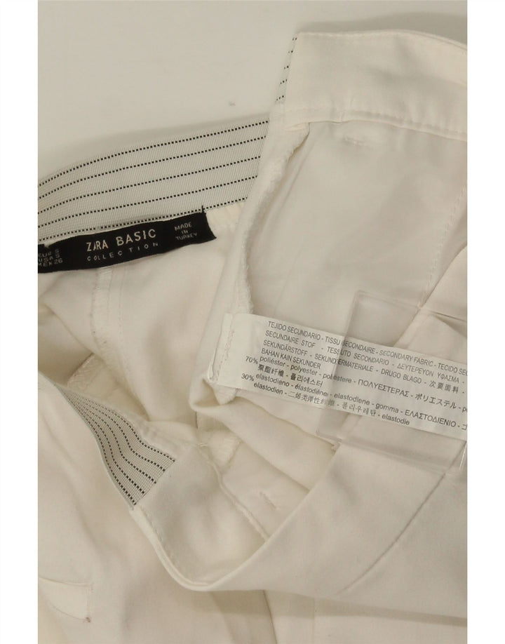 ZARA Γυναικείο Slim παντελόνι Chino Small W26 L28 Λευκό Πολυεστέρας