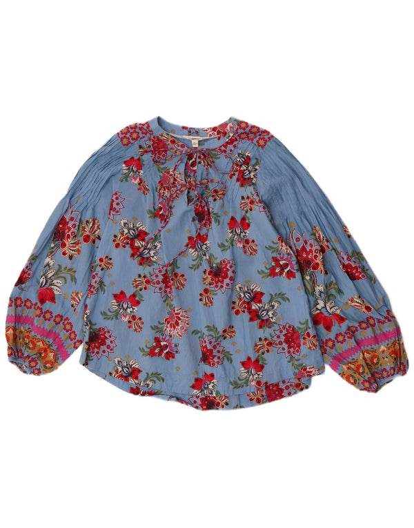 Fat Face Γυναικεία μακρυμάνικη μπλούζα τοπ UK 8 Small Blue Floral Βαμβακερό
