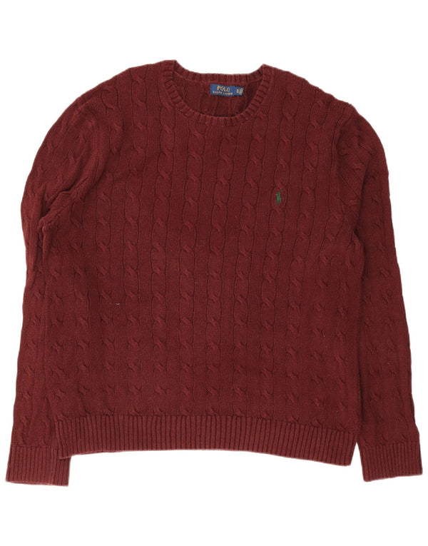 Polo Ralph Lauren Ανδρικό πουλόβερ με λαιμόκοψη XL βαμβακερό μπορντό