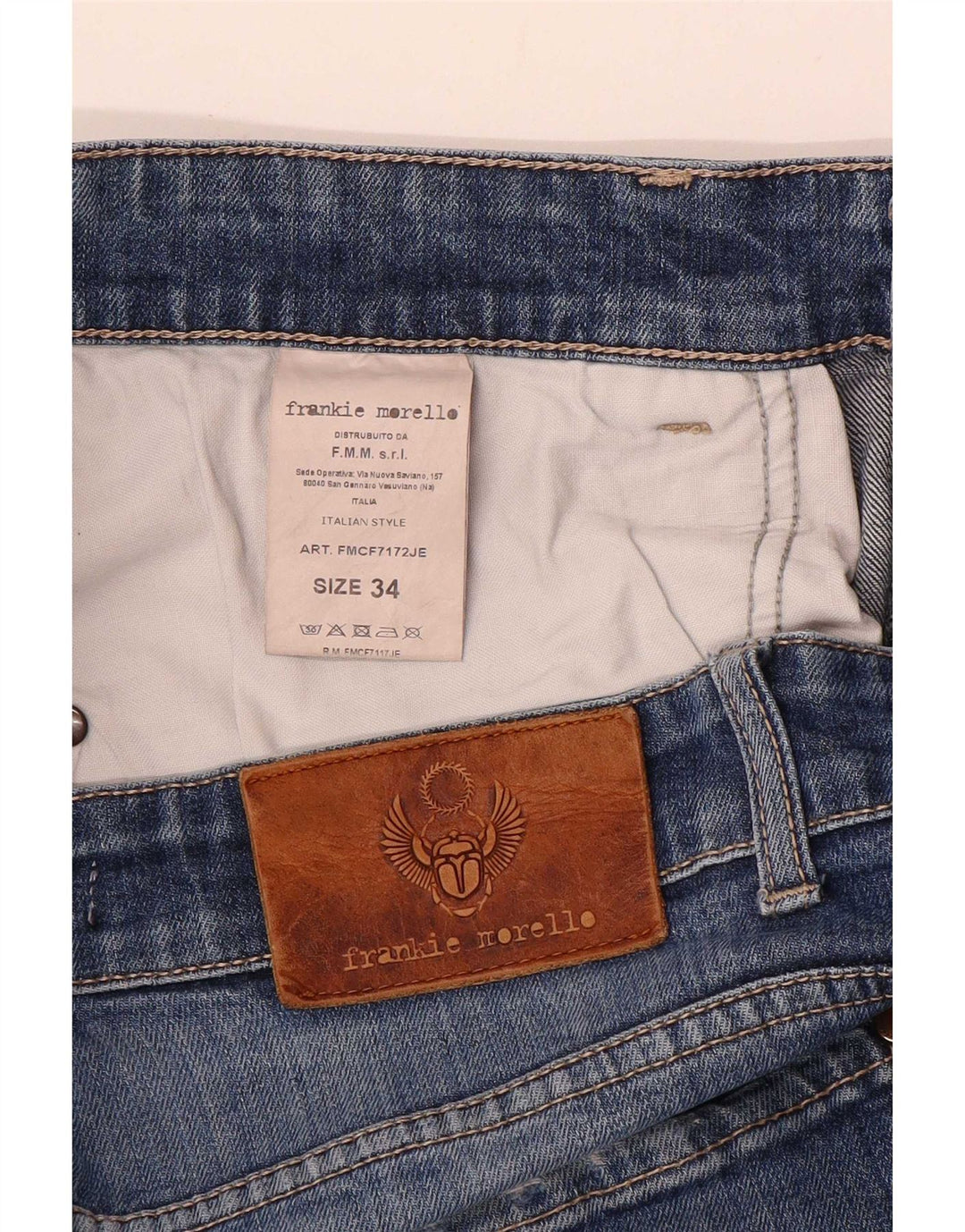 Ανδρικό τζιν Frankie Morello Distressed Slim W34 L29 Μπλε βαμβακερό