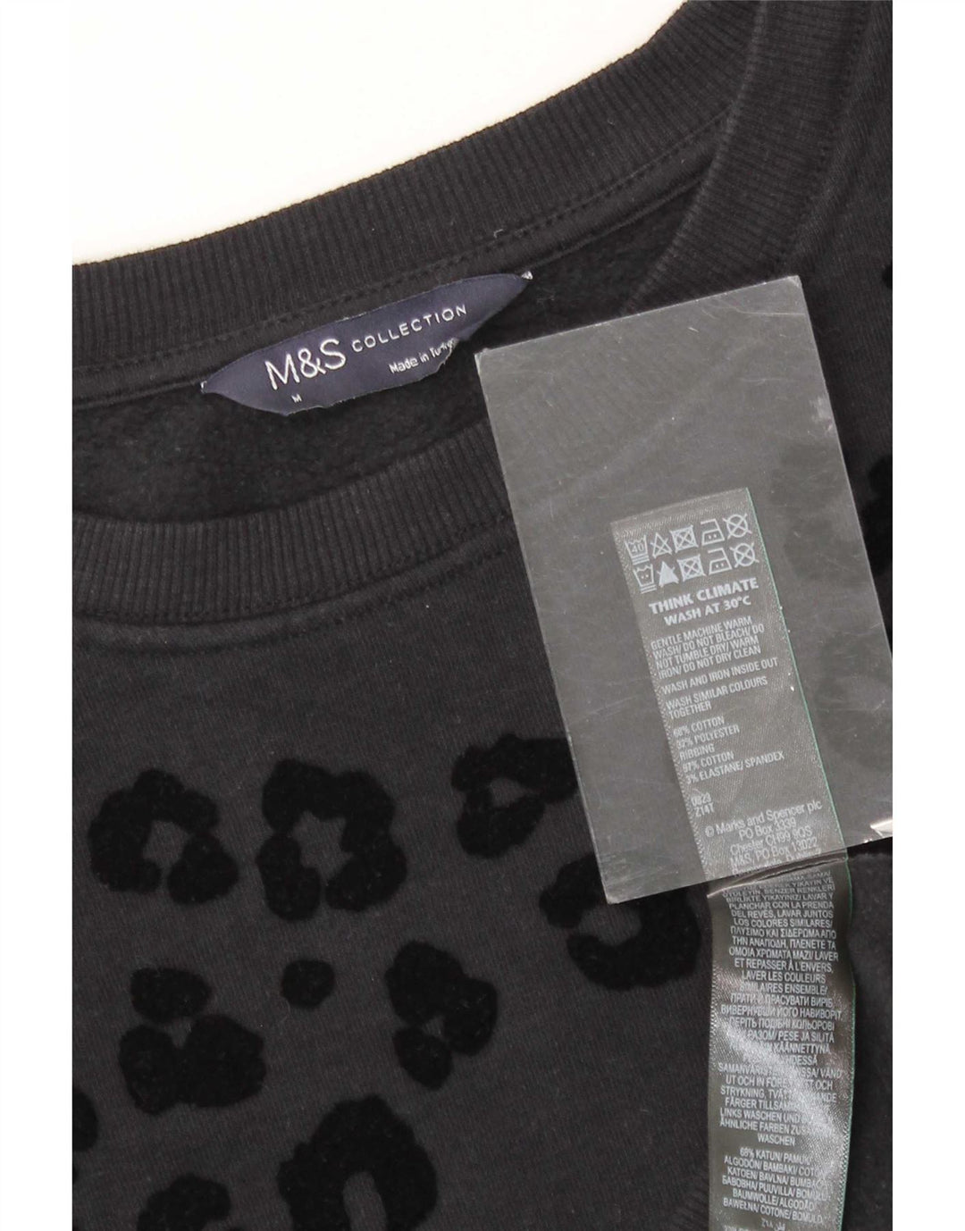 Marks & Spencer Γυναικεία φούτερ Jumper UK 14 Medium Black Animal print
