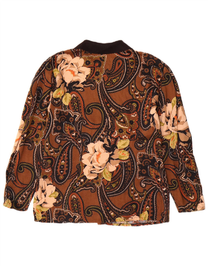 VINTAGE Γυναικείο Πουκάμισο UK 14 Medium Brown Paisley