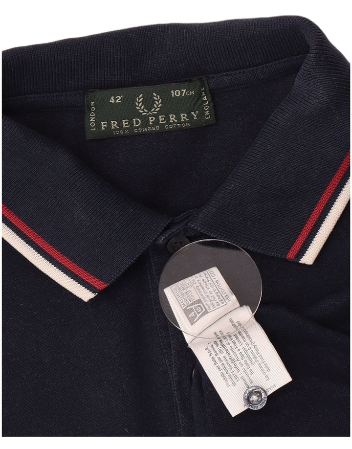 Fred Perry Ανδρικό πουκάμισο πόλο μεσαίου μπλε βαμβακερό