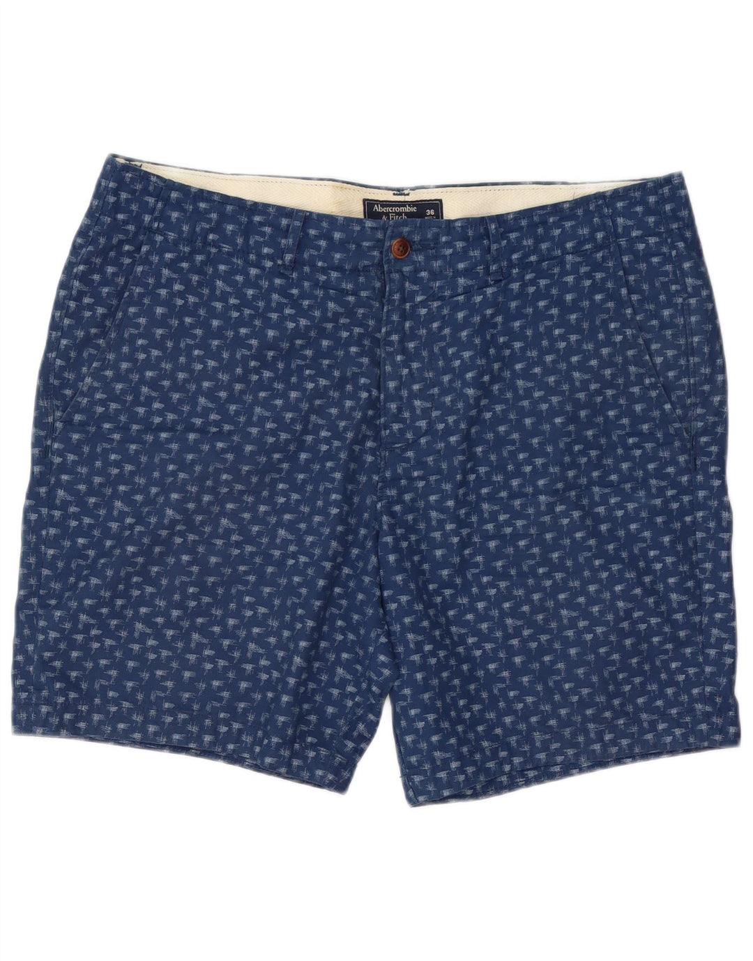 Abercrombie & Fitch Ανδρικό σορτς Chino με αφηρημένο σχέδιο W36 μεγάλο μπλε ναυτικό