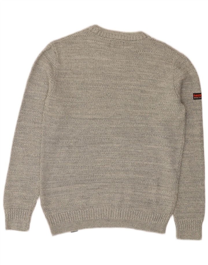 Superdry Ανδρικό πουλόβερ με λαιμόκοψη μεσαίου γκρι βαμβακερό
