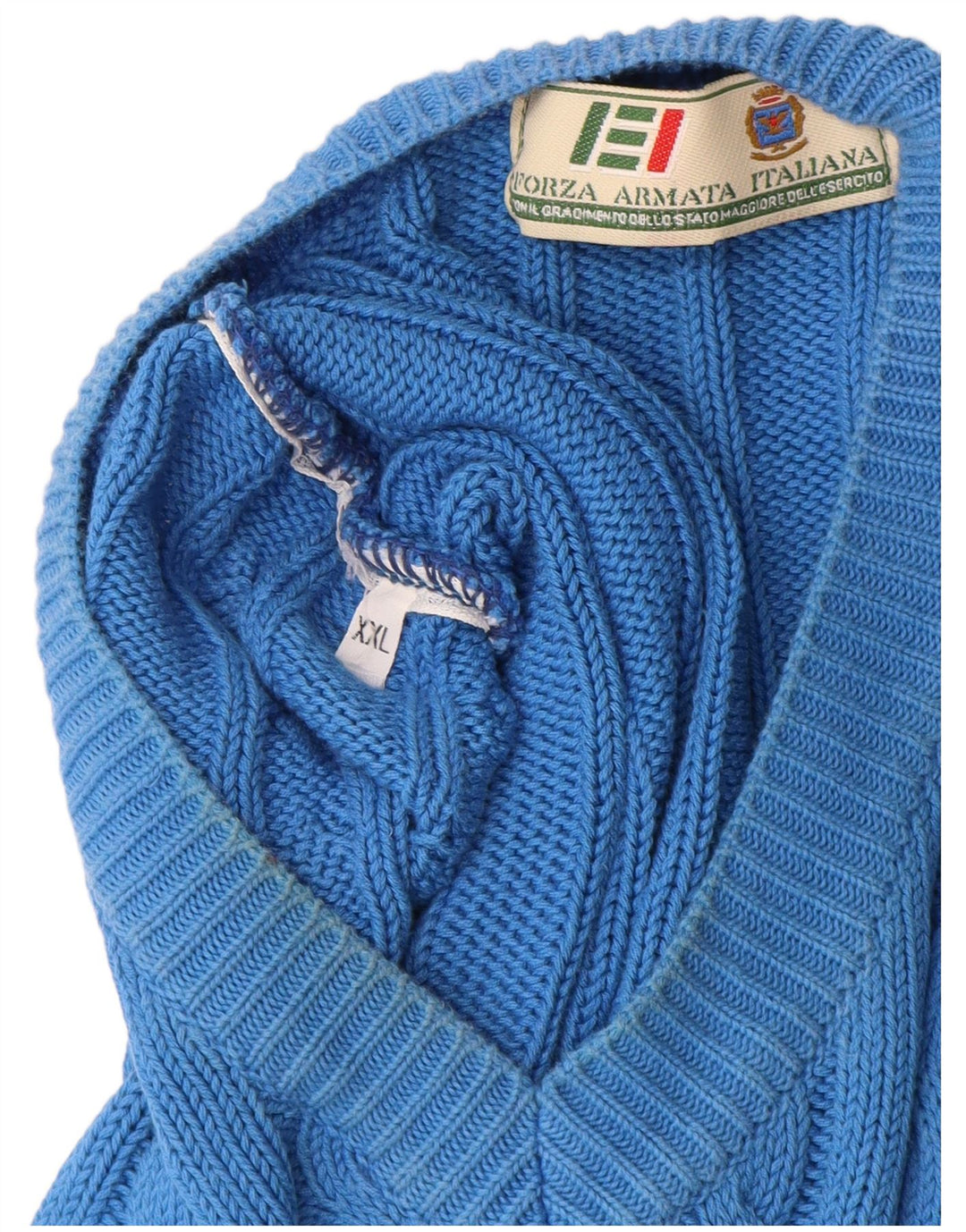 Vintage Ανδρικό πουλόβερ με V λαιμόκοψη 2XL Μπλε βαμβακερό