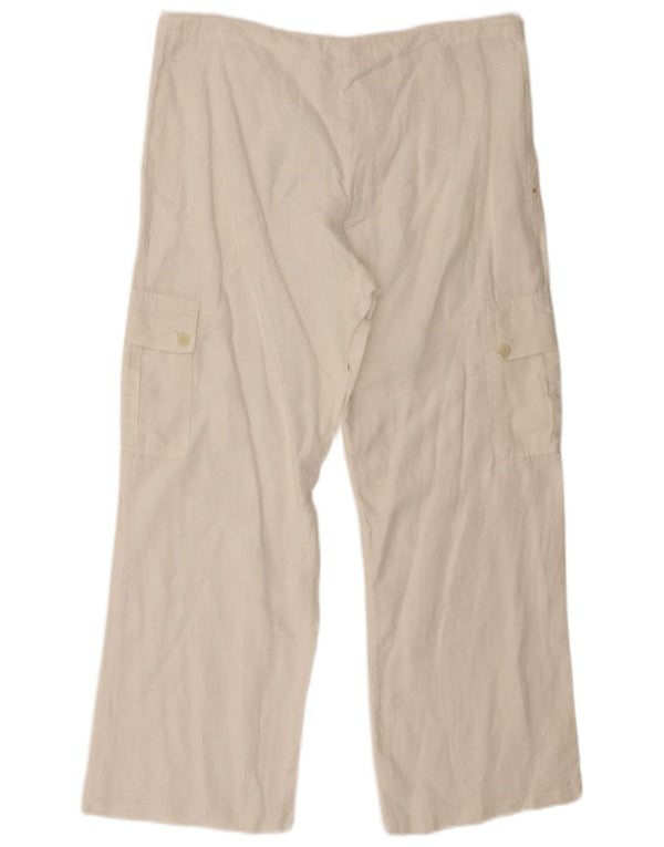 Vintage γυναικείο ψηλόμεσο ριχτό παντελόνι Cargo W32 L27 Off White