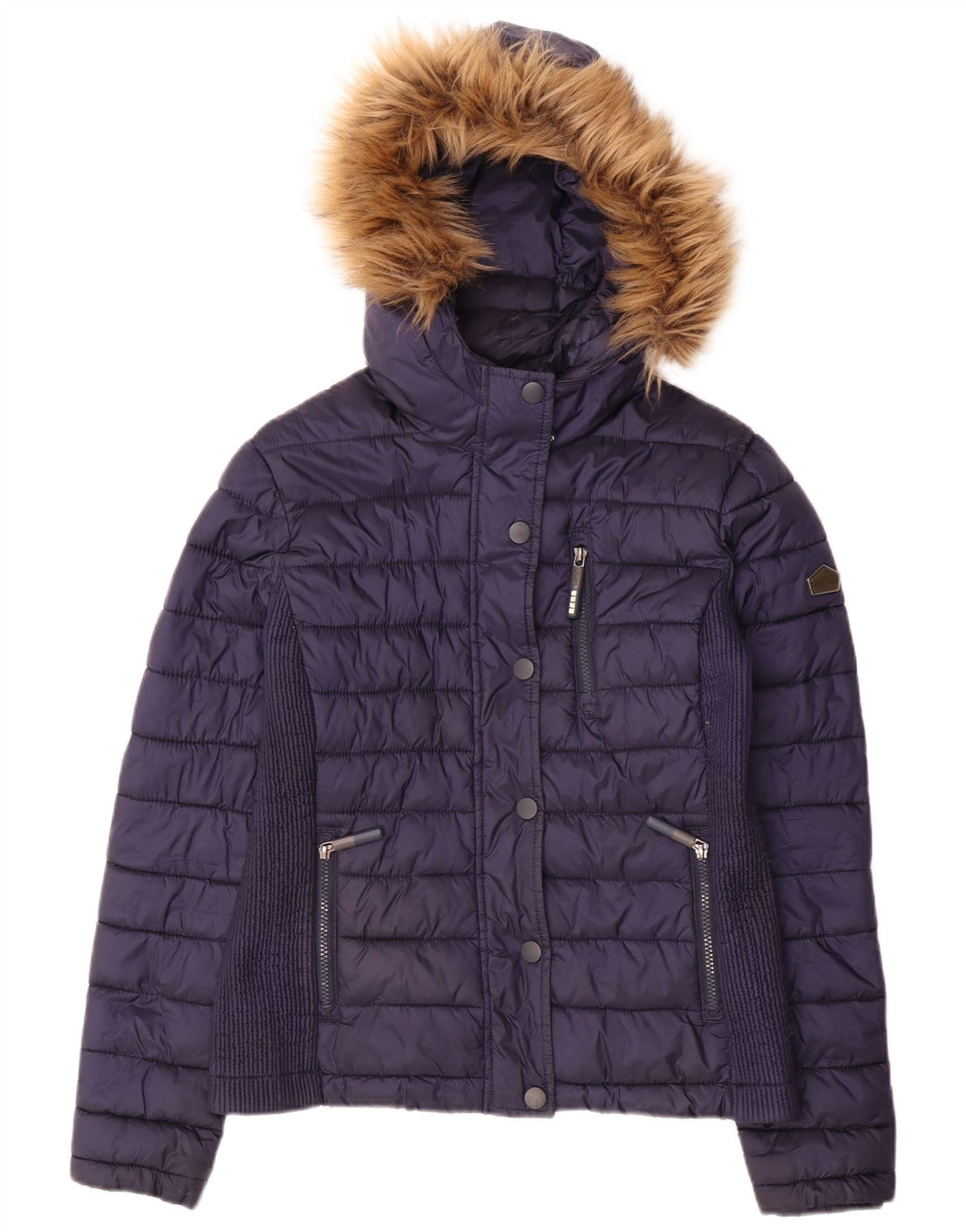 SUPERDRY Γυναικείο μπουφάν με κουκούλα UK 14 Medium Navy Blue Polyester
