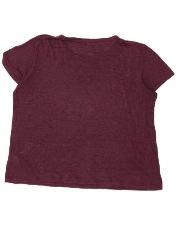 Massimo Dutti Γυναικείο T-Shirt Top UK 18 XL Λινό Βουργουνδίας