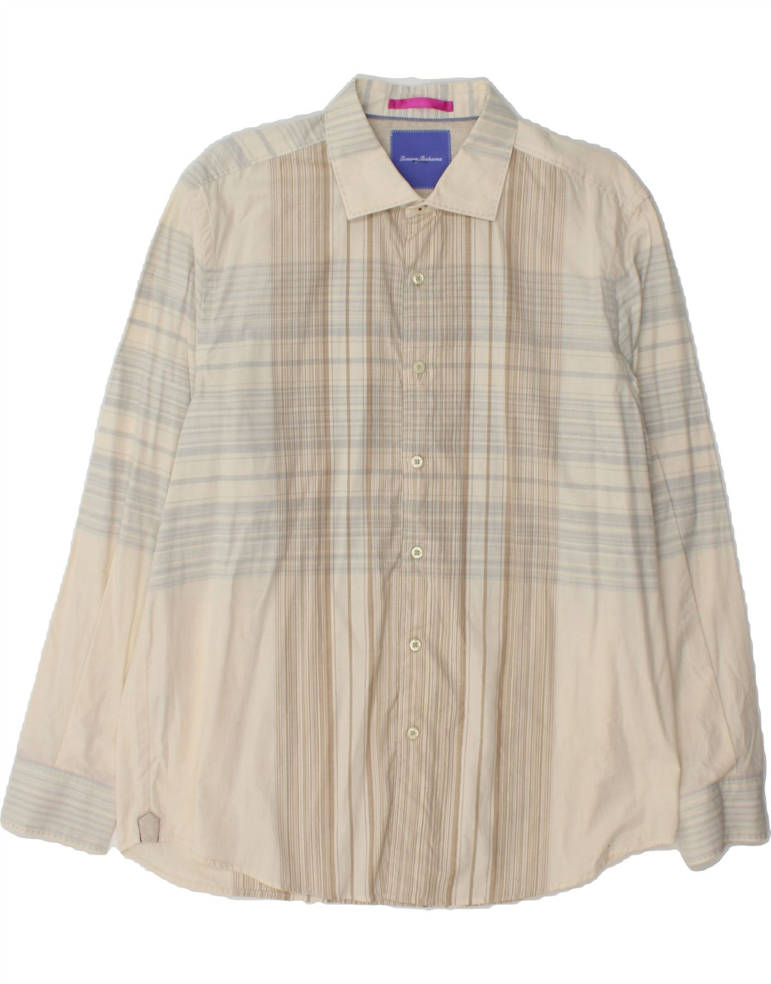 TOMMY BAHAMA Mens Shirt Large Off White Check Cotton Vintage Tommy Bahama and Second-Hand Tommy Bahama from Messina Hembry 
