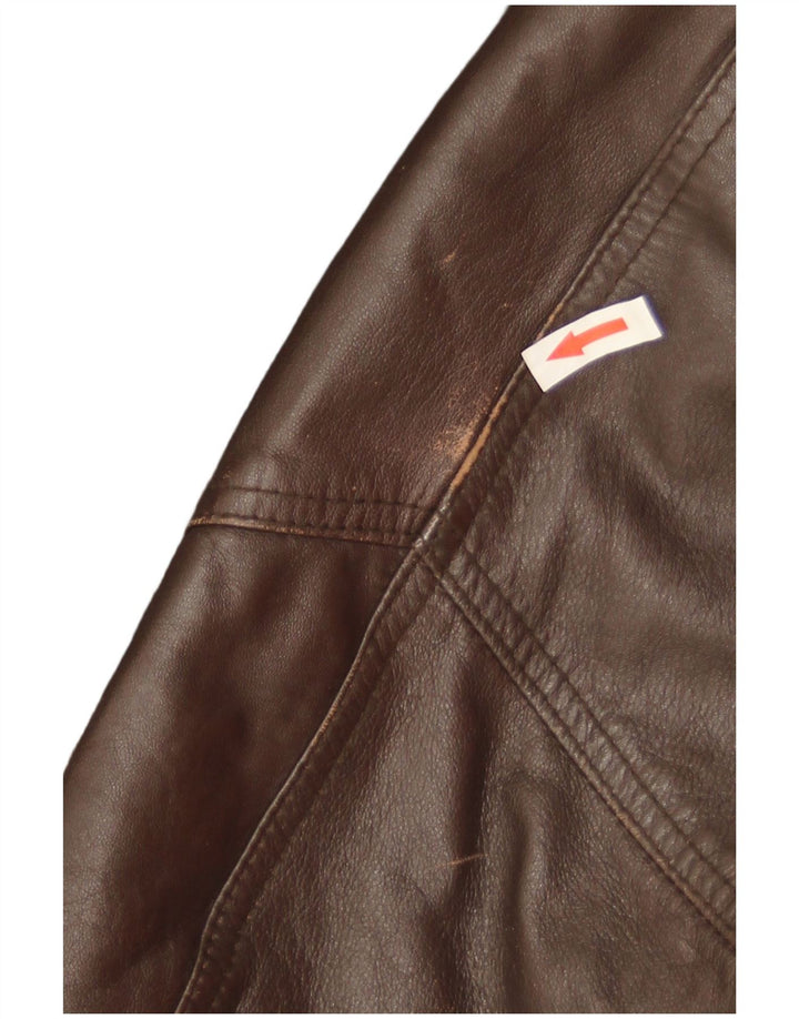 Vintage Ανδρικό Στρατιωτικό Δερμάτινο Μπουφάν IT 52 XL Καφέ Δερμάτινο