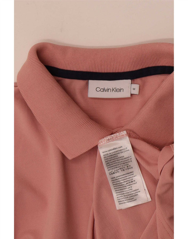 Ανδρικό πουκάμισο πόλο Calvin Klein, μεσαίο ροζ βαμβακερό