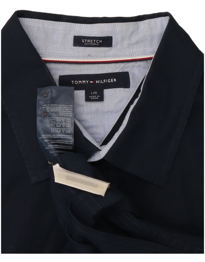 TOMMY HILFIGER Ανδρικό Stretch πουκάμισο Μεγάλο Βαμβακερό Navy Blue