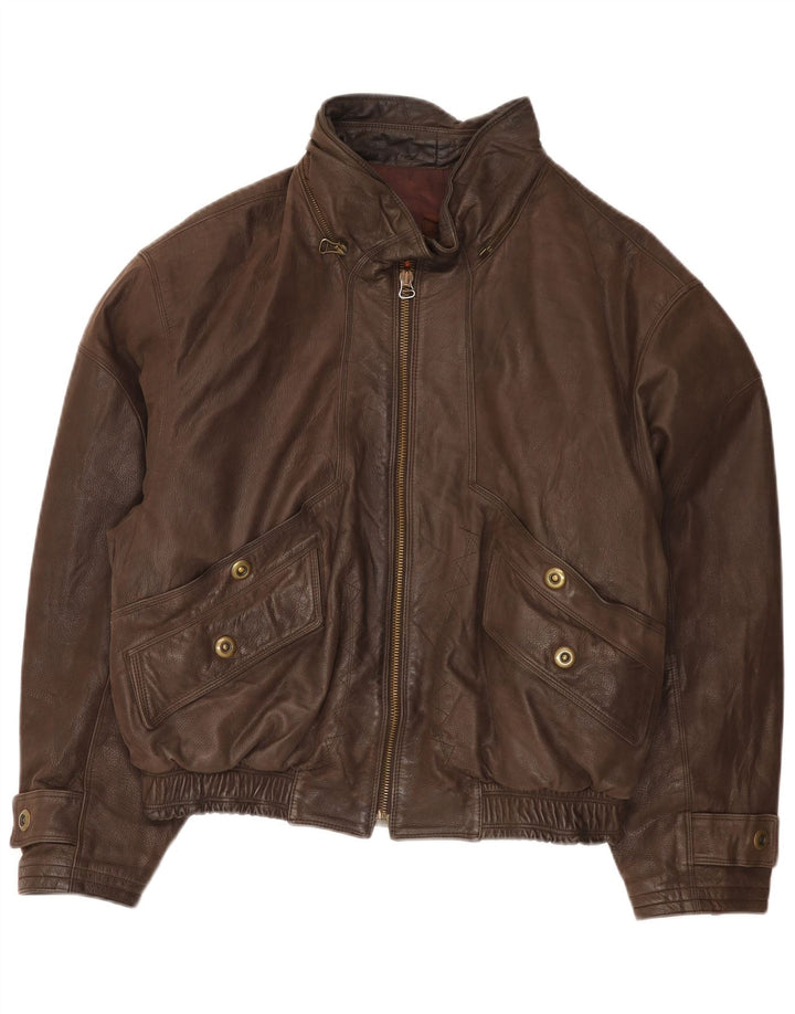 Vintage Ανδρικό Bomber Δερμάτινο Μπουφάν EU 52 XL Καφέ Δερμάτινο