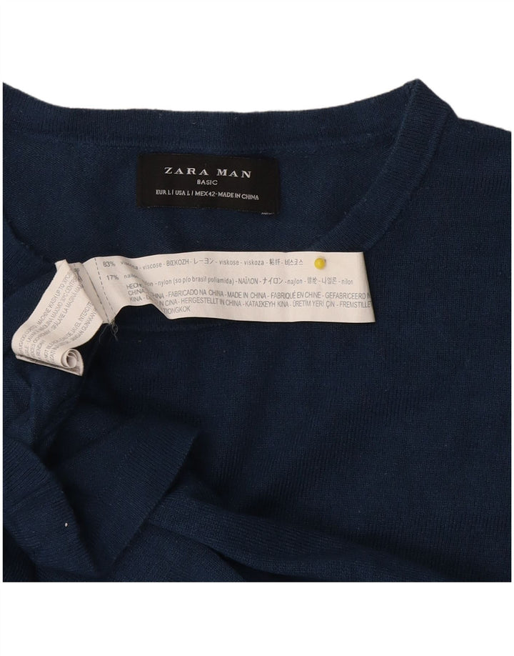 Zara Ανδρικό τοπ μακρυμάνικο μεγάλο navy μπλε βισκόζη