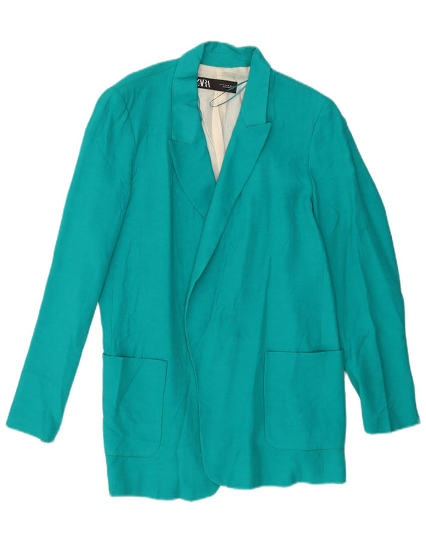 ZARA Γυναικείο Open Blazer Jacket UK 14 Medium Turquoise Viscose