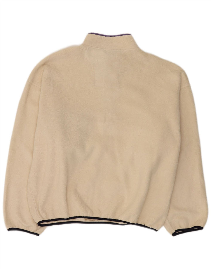 Think Pink Womens Oversized Zip Neck Fleece Jumper UK 14 Medium Off White