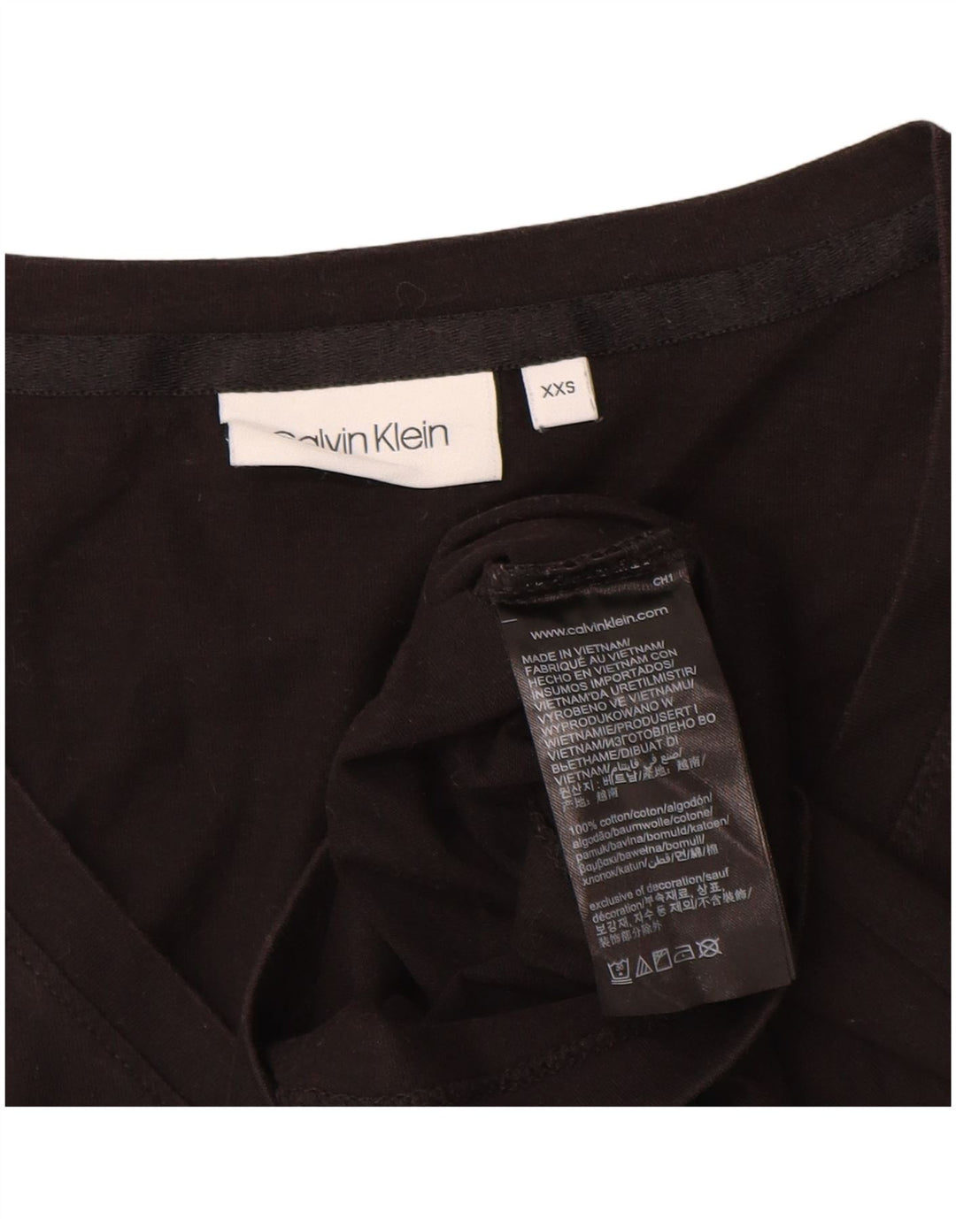 CALVIN KLEIN JEANS Γυναικείο T-Shirt Top UK 2 XS Μαύρο βαμβακερό