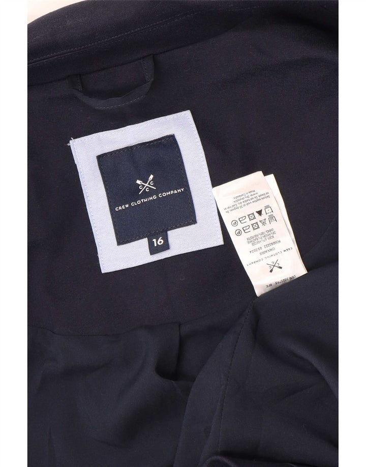 Crew Clothing Γυναικείο μπουφάν σακάκι με 2 κουμπιά UK 16 Large Navy Blue Viscose