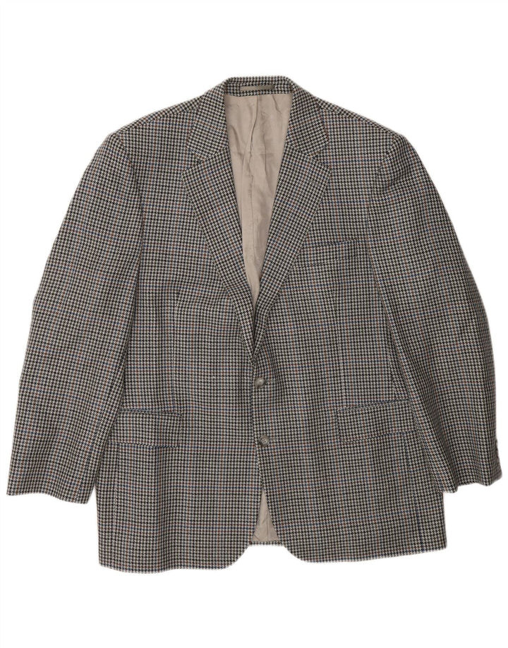 MAGEE Mens 2 Button Blazer Jacket UK 46 3XL Grey Houndstooth New Wool