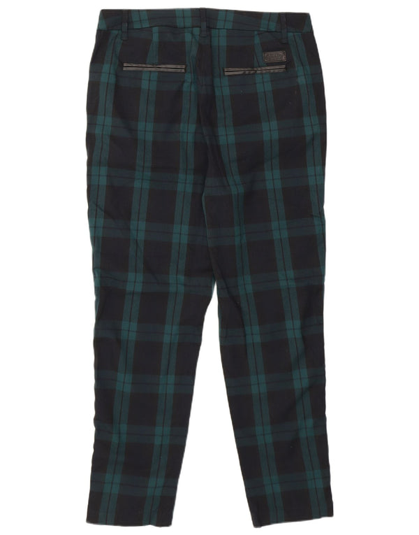 SUPERDRY Γυναικείο λεπτό παντελόνι Chino UK 12 Medium W32 L26 Navy Blue Check