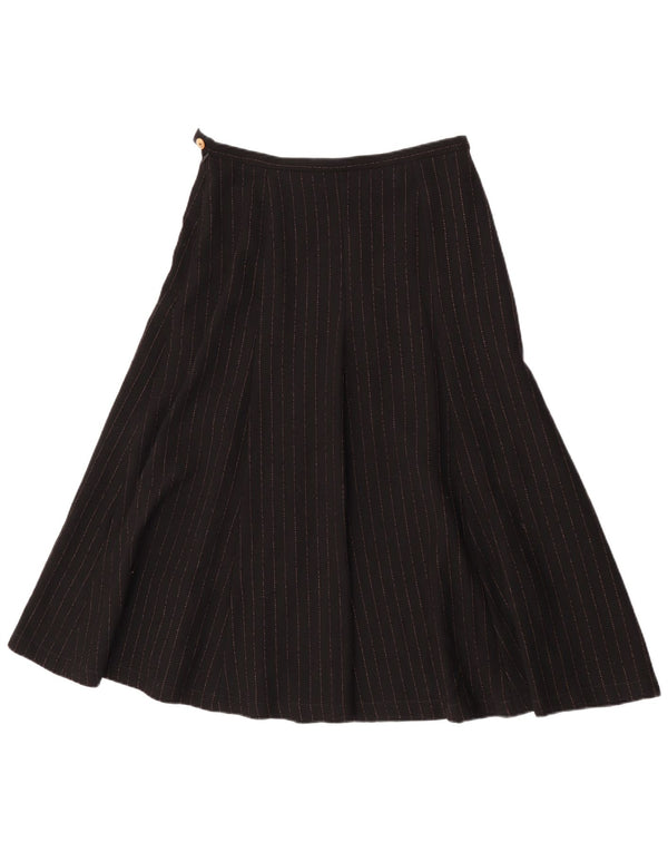 Vintage γυναικεία ψηλόμεση A-line φούστα UK 12 Medium W30 Μαύρη ριγέ