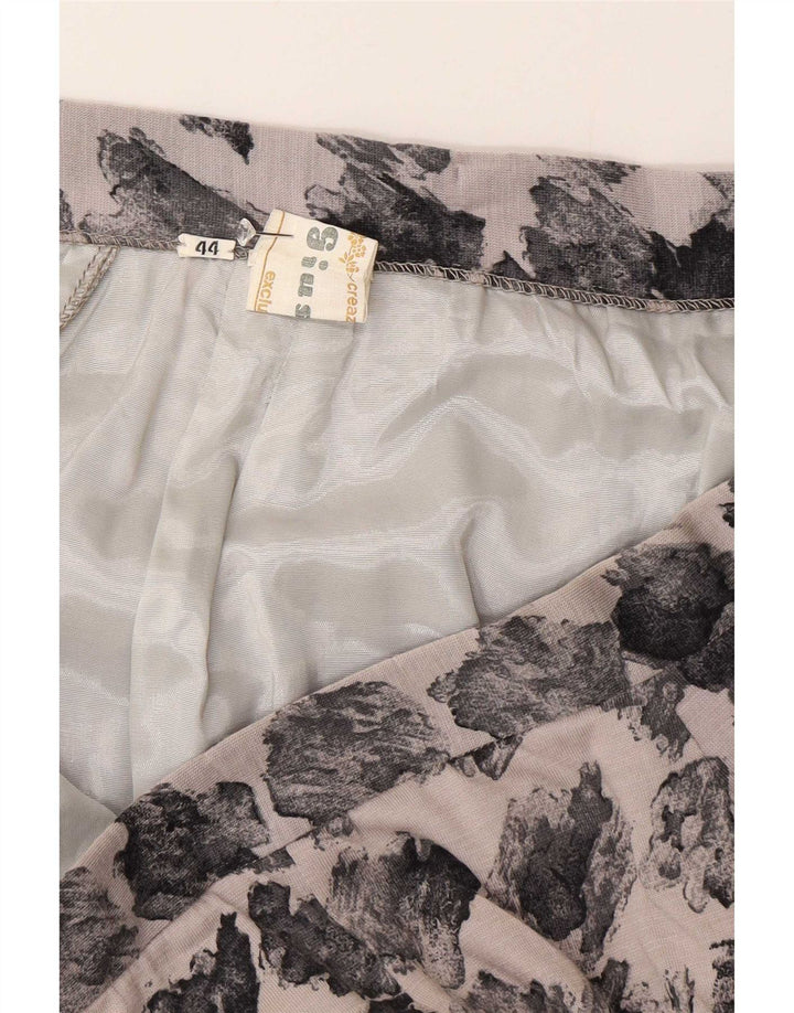 Vintage γυναικεία αφηρημένη φούστα με μοτίβο A-line IT 44 Medium W28 Γκρι