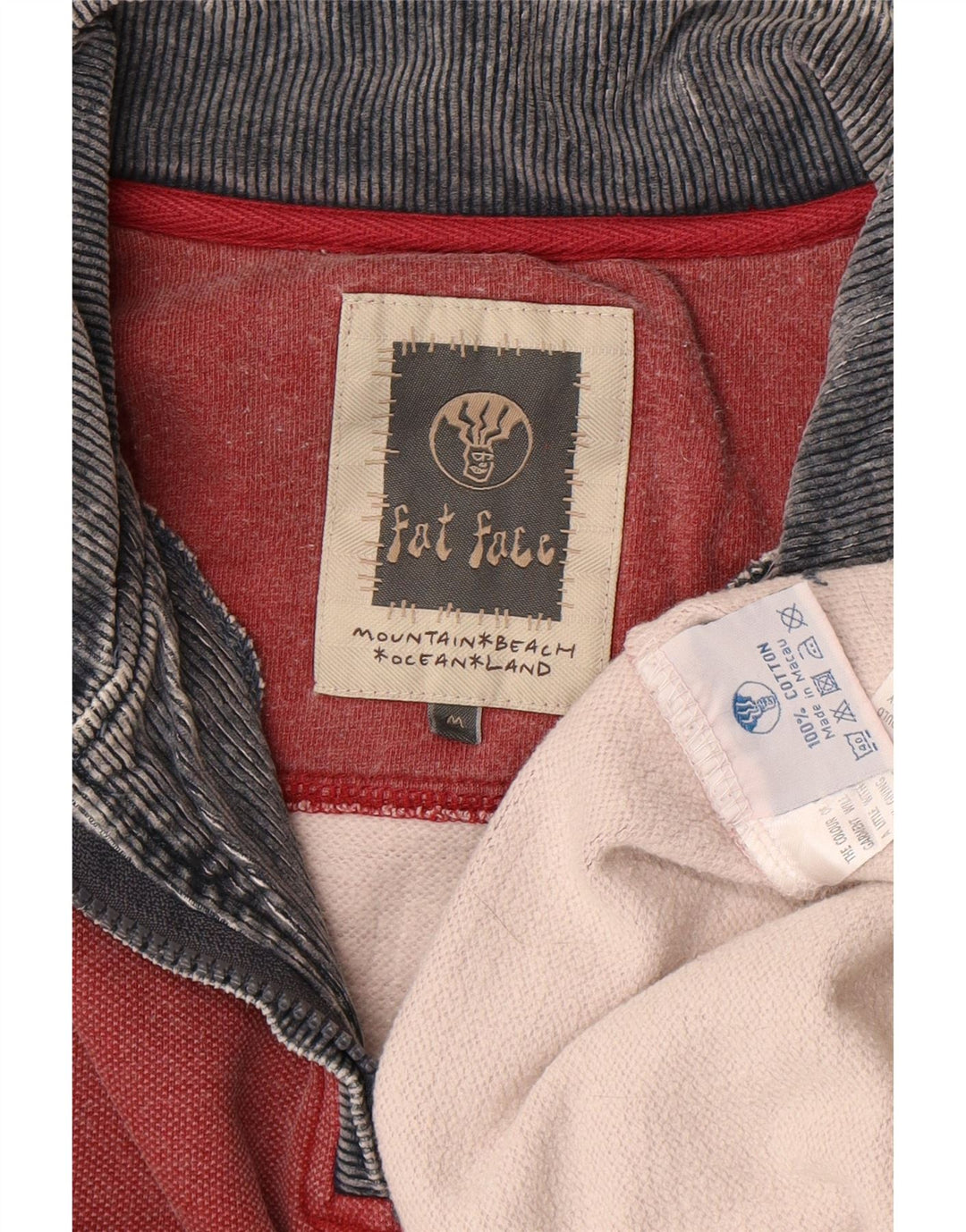 FAT FACE Ανδρικό γραφικό φούτερ με φερμουάρ, μεσαίο κόκκινο βαμβακερό