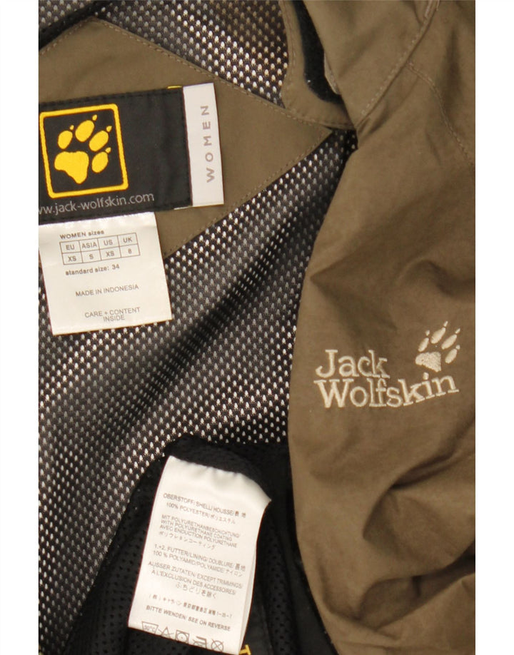 Jack Wolfskin Γυναικείο μπουφάν βροχής με κουκούλα UK 8 Small Khaki Polyester