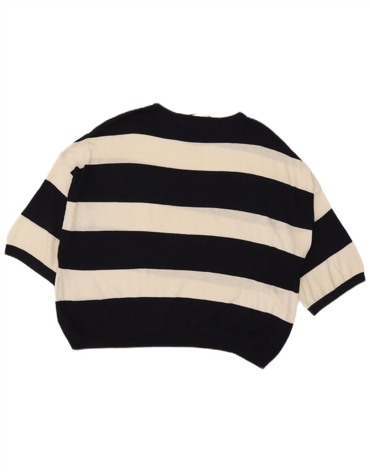 Zara γυναικεία μπλούζα oversized 1/2 μανίκι τοπ UK 12 μεσαία λευκή ριγέ