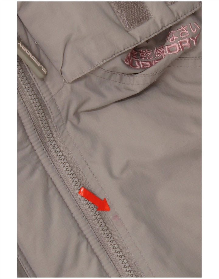 Superdry γυναικείο μπουφάν με κουκούλα αντιανεμικό UK 16 μεγάλο γκρι νάιλον