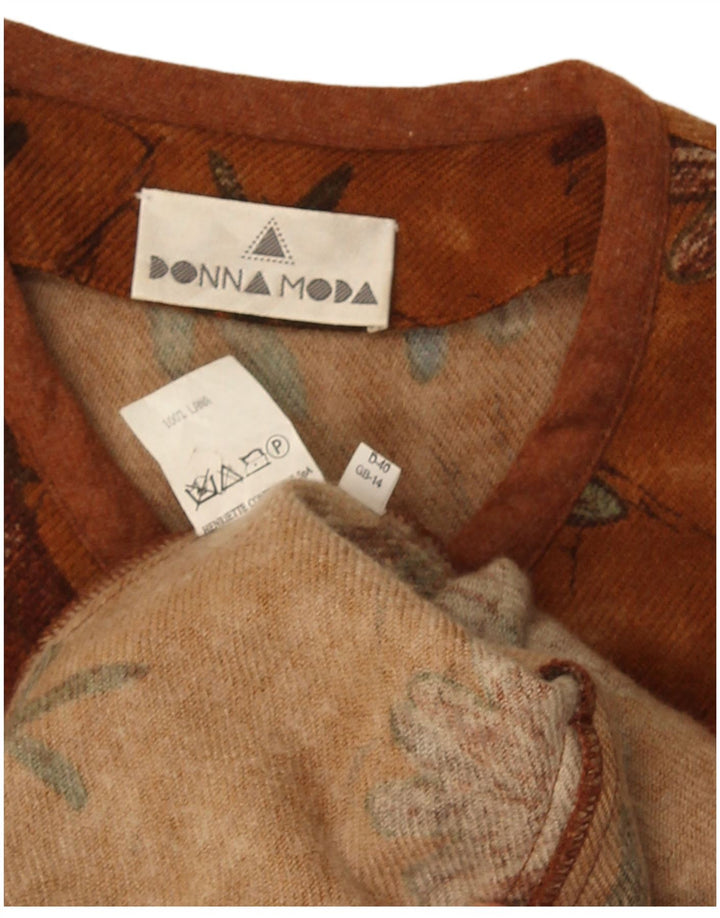 Vintage γυναικείο μπουφάν blazer UK 14 μεσαίου καφέ φλοράλ μαλλί