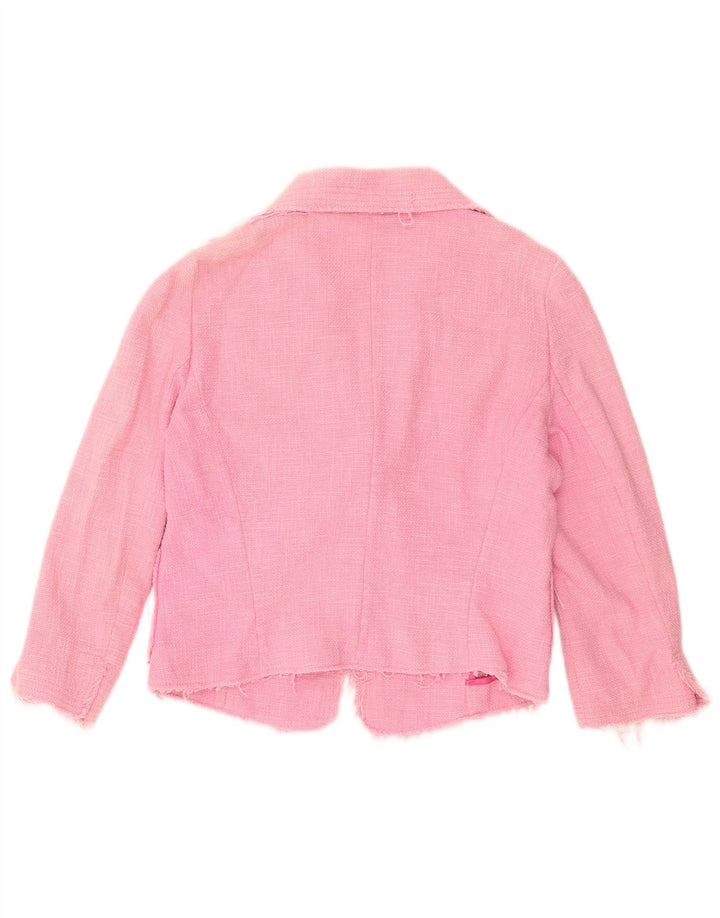 Zara Γυναικείο Μπουφάν Μπλέιζερ Crop 1 Button EU 42 Μεγάλο Ροζ Βαμβακερό