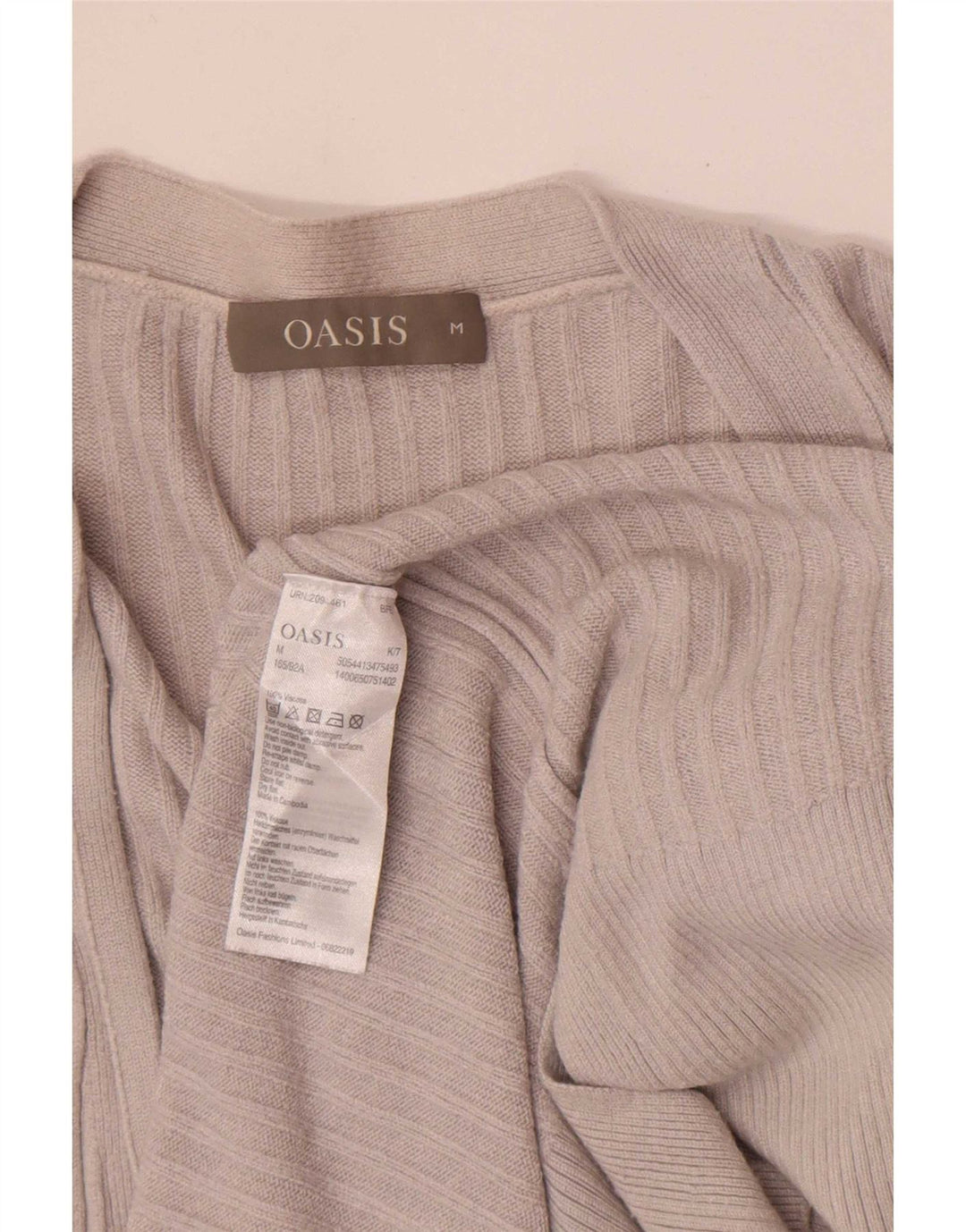 Oasis Γυναικείο ανοιχτό πουλόβερ ζακέτα UK 12 Medium Grey Viscose