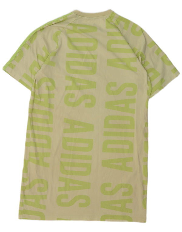 ADIDAS Womens Graphic T-Shirt Dress UK 12/14 Medium Green Cotton