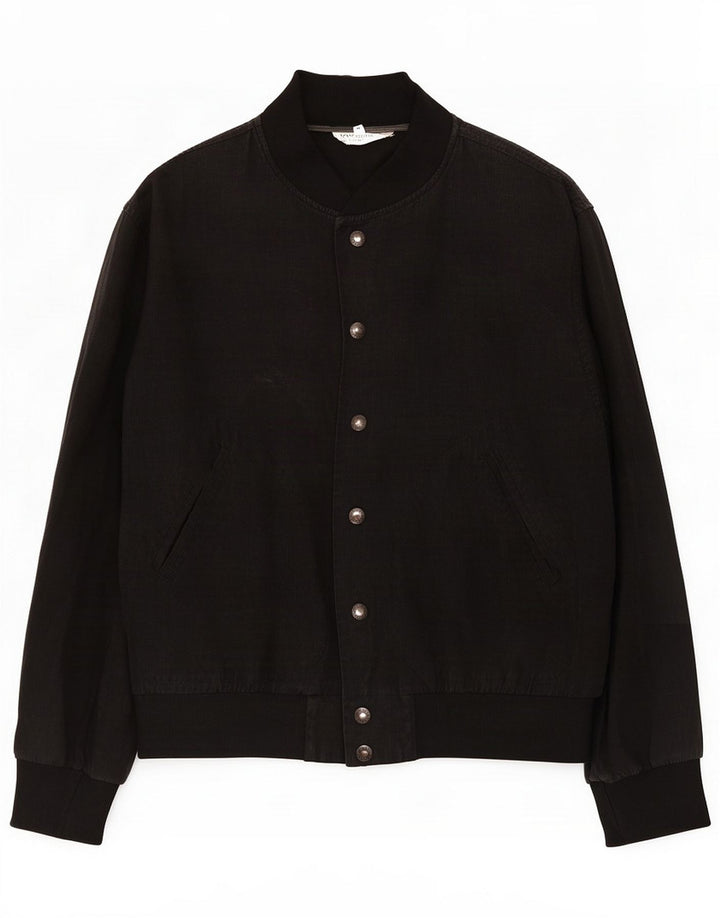 Iceberg Mens Graphic Bomber Jacket IT 48 Medium Black Linen