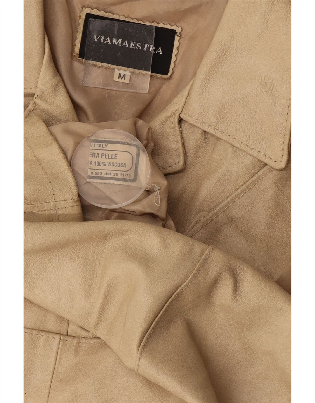 Viamaestra Γυναικείο Δερμάτινο Μπουφάν UK 12 Medium Beige Leather