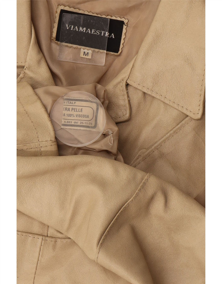 Viamaestra Γυναικείο Δερμάτινο Μπουφάν UK 12 Medium Beige Leather