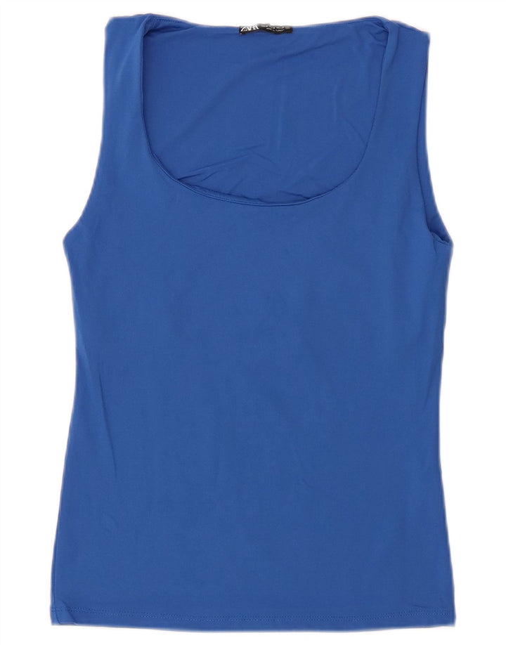 Zara Γυναικείο Γιλέκο Τοπ UK 12 Medium Blue Polyamide
