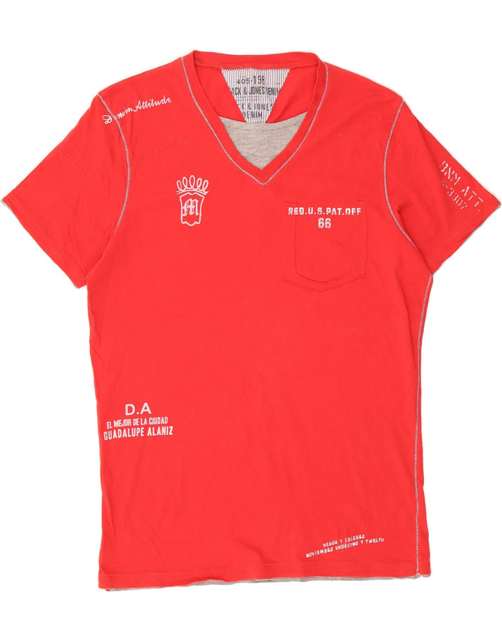JACK & JONES Mens Graphic T-Shirt Top Large Red Vintage Jack & Jones and Second-Hand Jack & Jones from Messina Hembry 