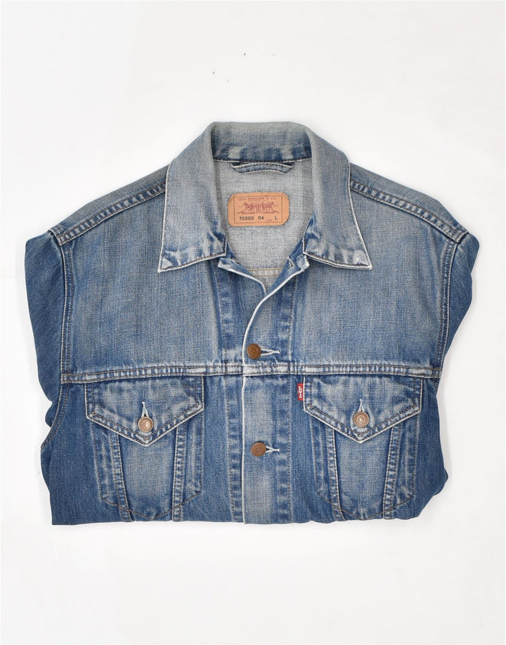 LEVI'S Γυναικείο Τζιν Μπουφάν UK 14 Μεγάλο Μπλε Βαμβακερό