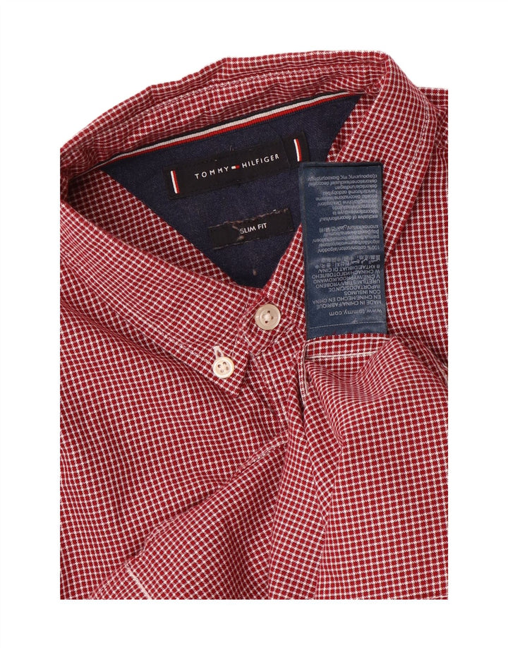 TOMMY HILFIGER Ανδρικό πουκάμισο Slim Fit Μεσαίο κόκκινο βαμβακερό Houndstooth